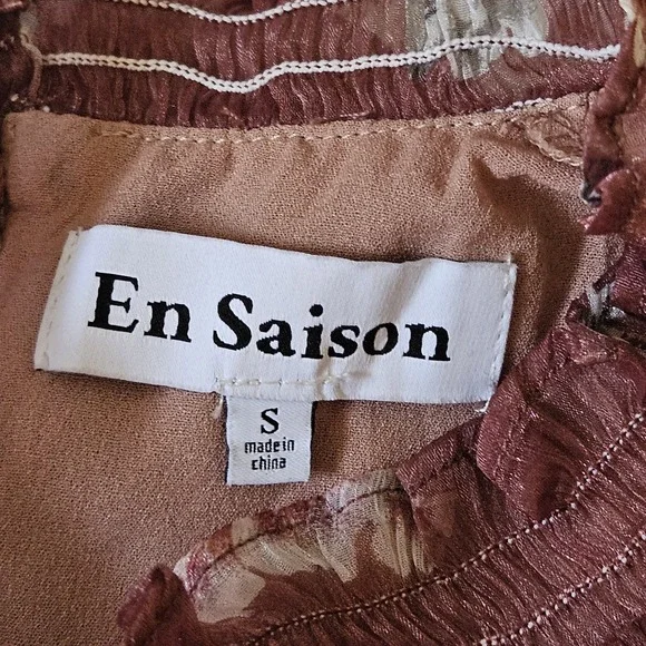 En Saison Dress S Nella Chiffon Tiered Floral Mini Lined Babydoll‎ Mauve Peasant - Picture 4 of 16